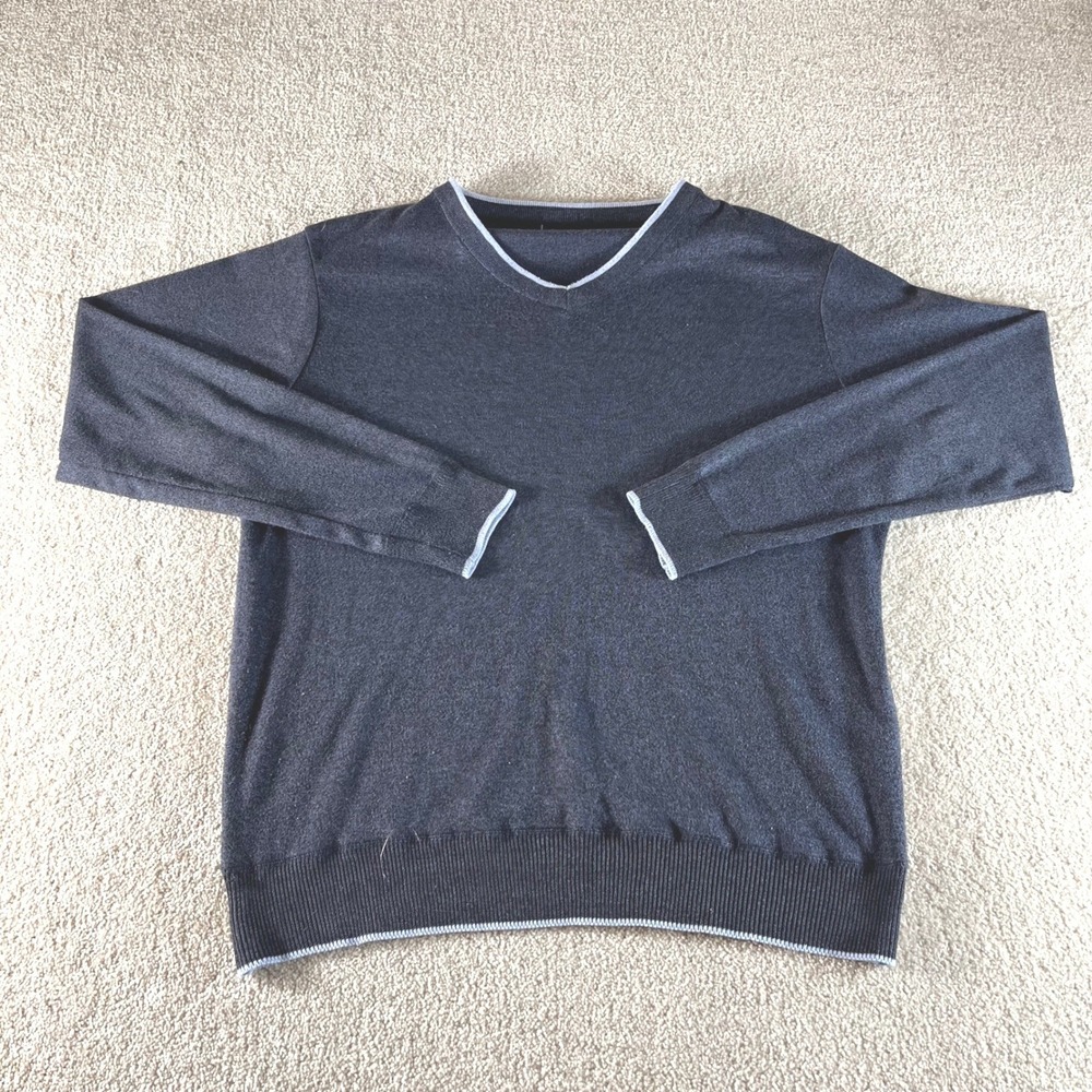 7Diamonds Sedona V-Neck Sweater Mens XL Charcoal Grey Luxe Soft Knit‎